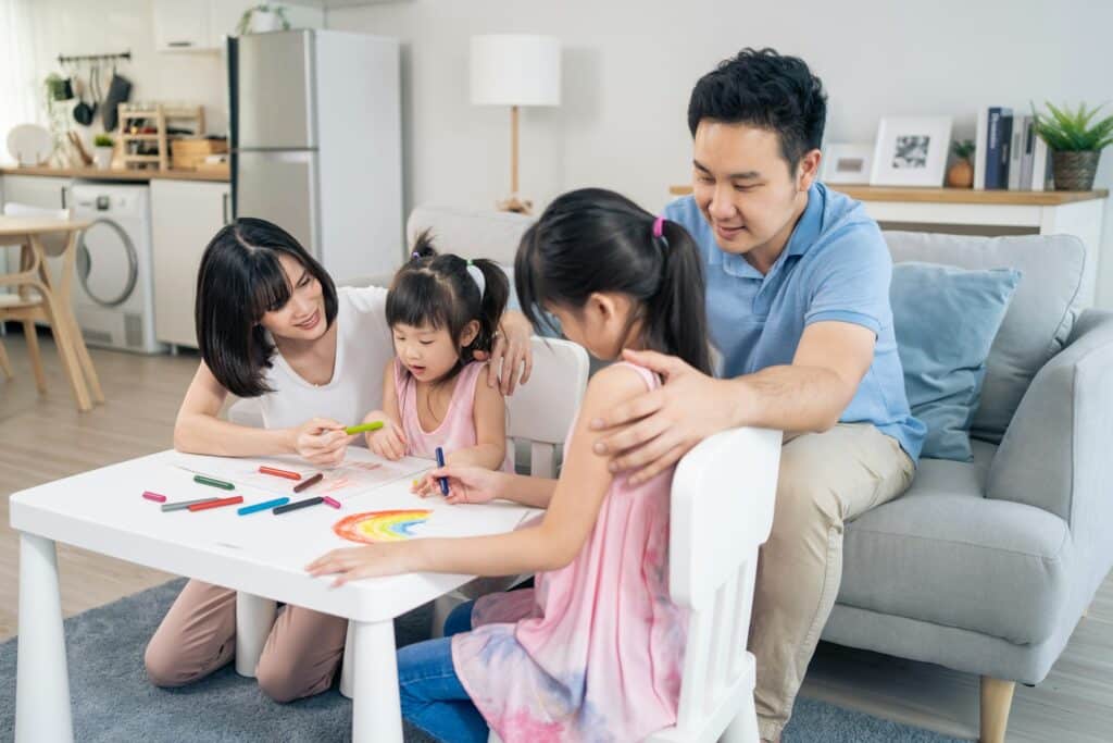 Family activity time at home, guided by family counseling in San Francisco.